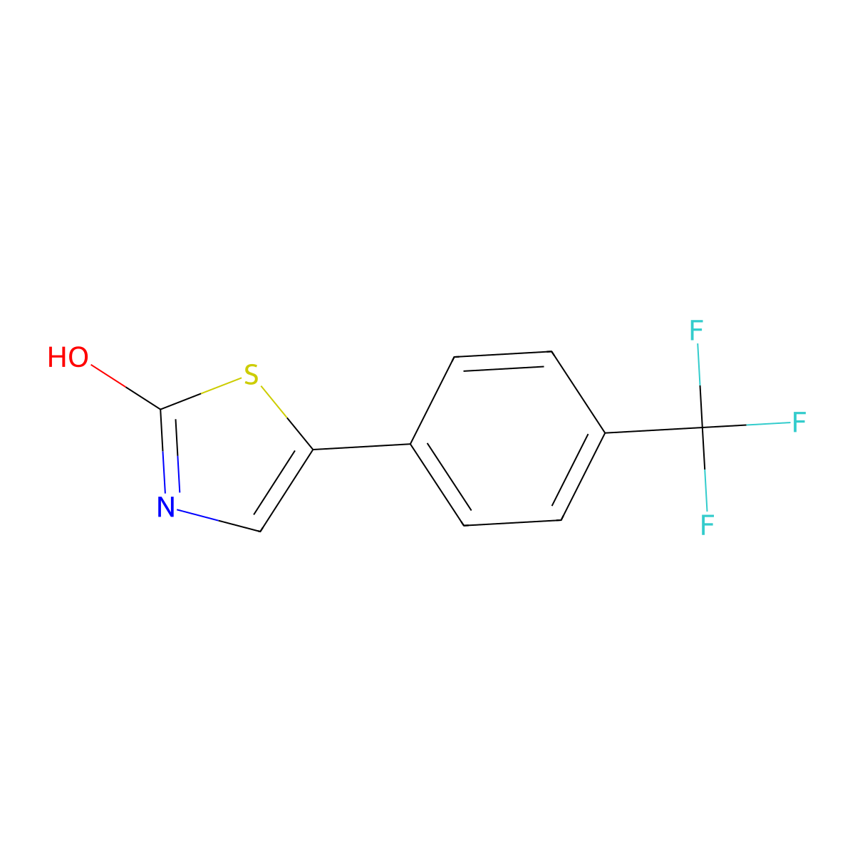 2-Hydroxy-5-(4-trifluoromethylphenyl)thiazole molecular structure, CAS 1215073-12-3