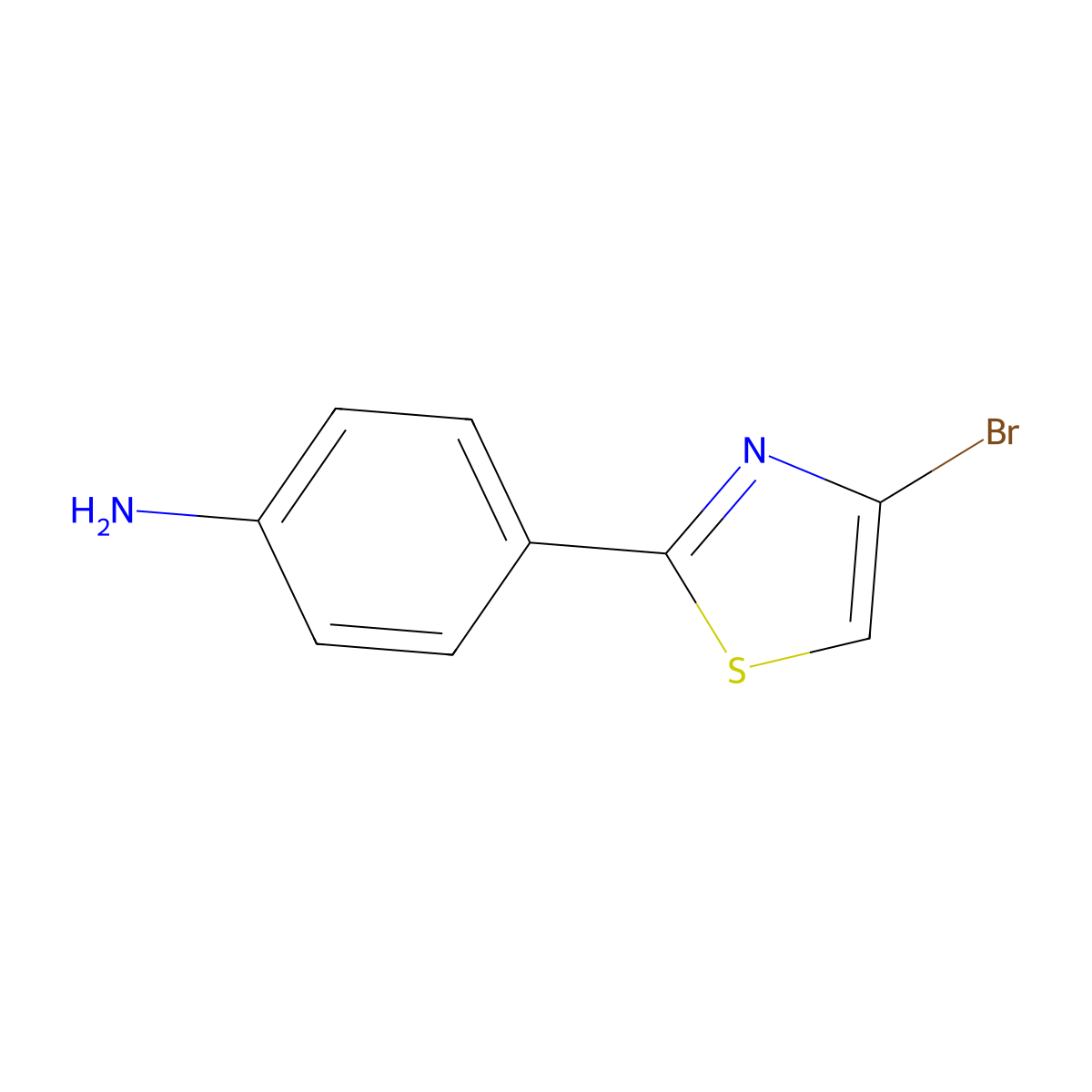 4-Bromo-2-(4-aminophenyl)thiazole molecular structure, CAS 1215073-15-6