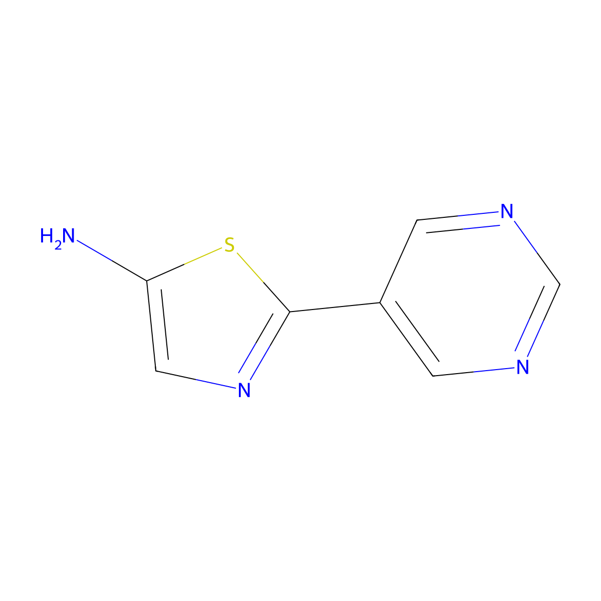 5-Amino-2-(5-pyrimidyl)thiazole molecular structure, CAS 1215073-18-9