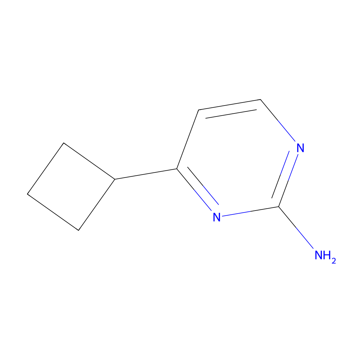 4-Cyclobutylpyrimidin-2-amine molecular structure, CAS 1215073-20-3