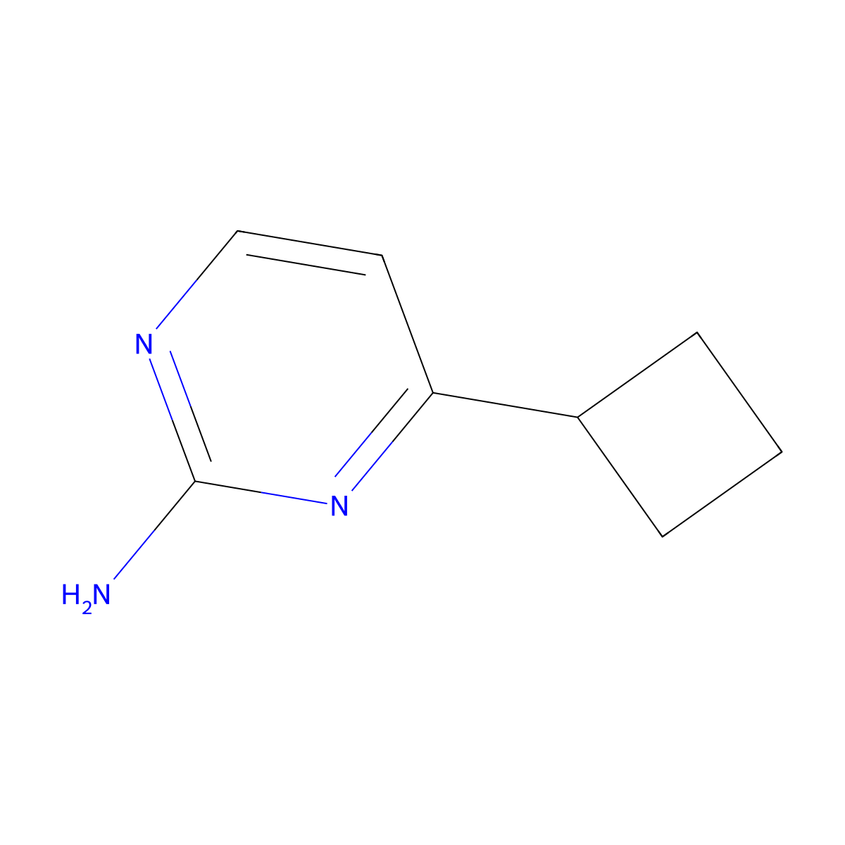 4-Cyclobutylpyrimidin-2-amine molecular structure, CAS 1215073-20-3