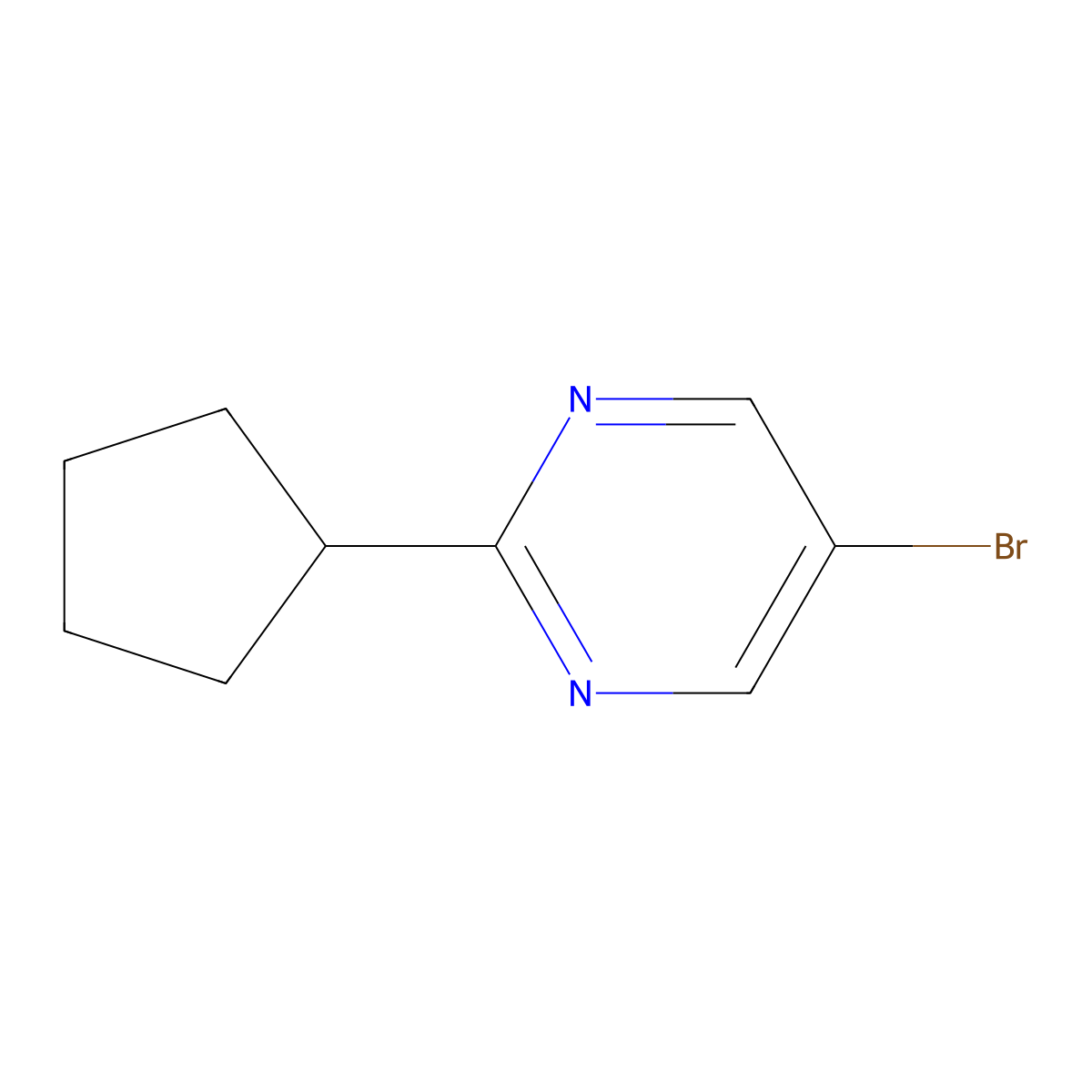 5-Bromo-2-(cyclopentyl)pyrimidine molecular structure, CAS 1215073-31-6
