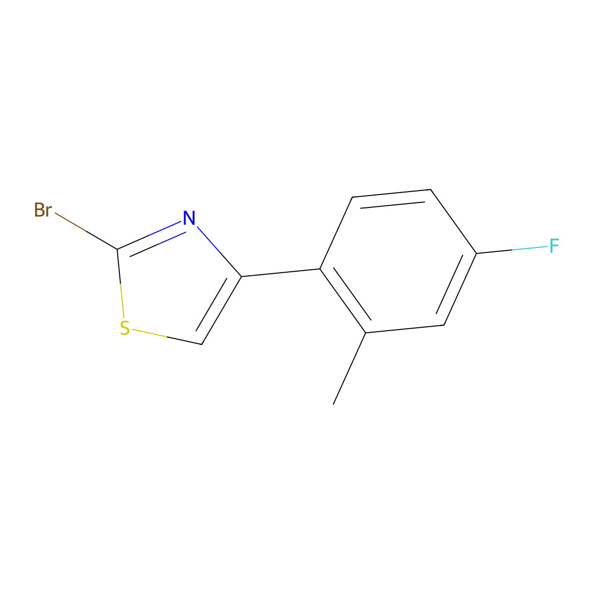 2-Bromo-4-(2-methyl-4-fluorophenyl)thiazole molecular structure, CAS 1215073-33-8