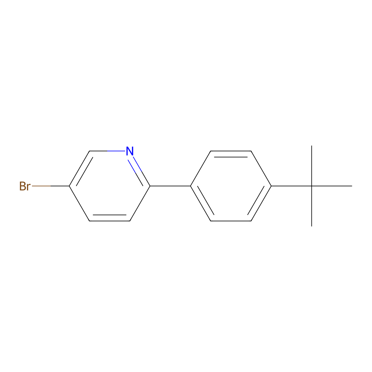 5-Bromo-2-(4-(tert-butyl)phenyl)pyridine molecular structure, CAS 1215073-34-9