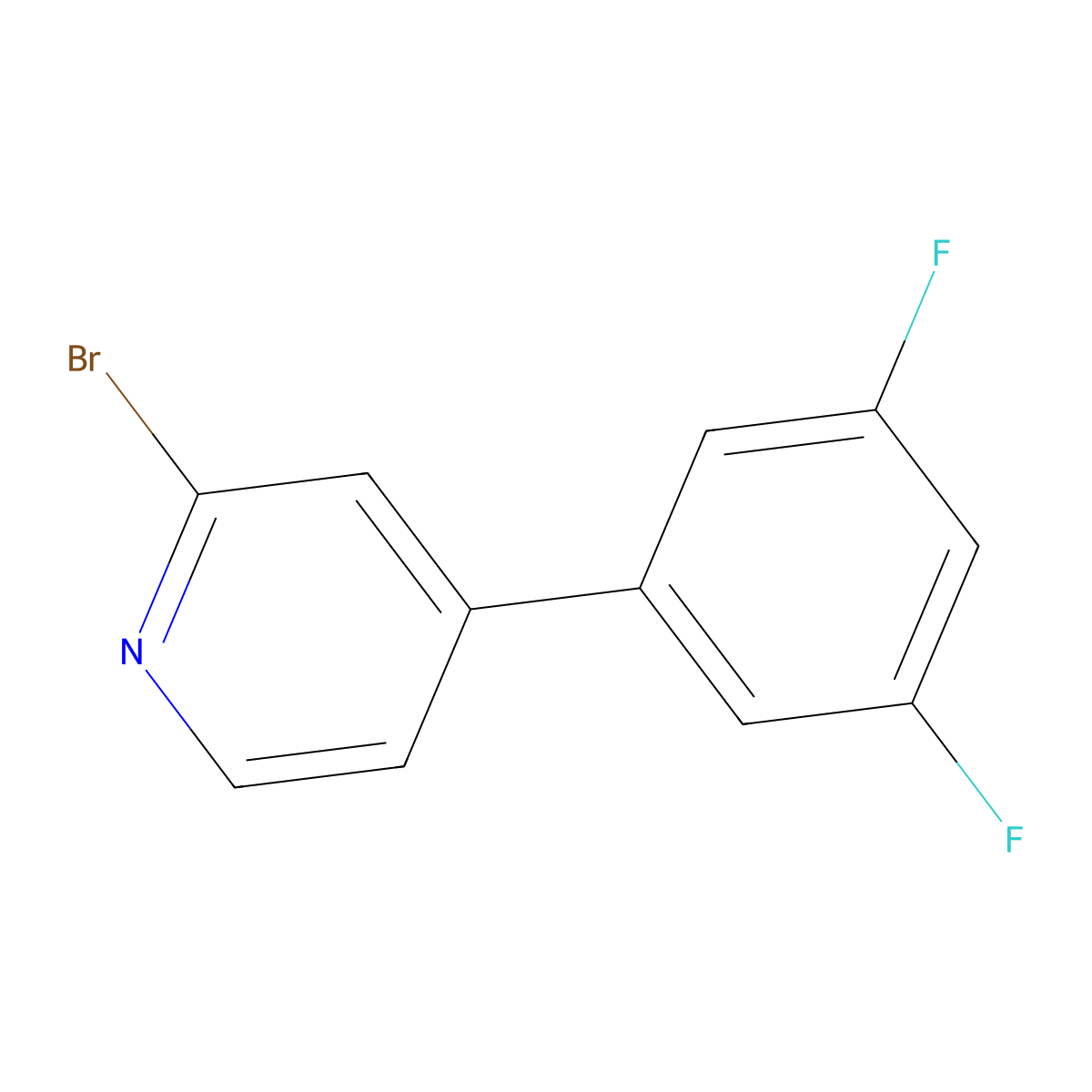 2-Bromo-4-(3,5-difluorophenyl)pyridine molecular structure, CAS 1215073-44-1