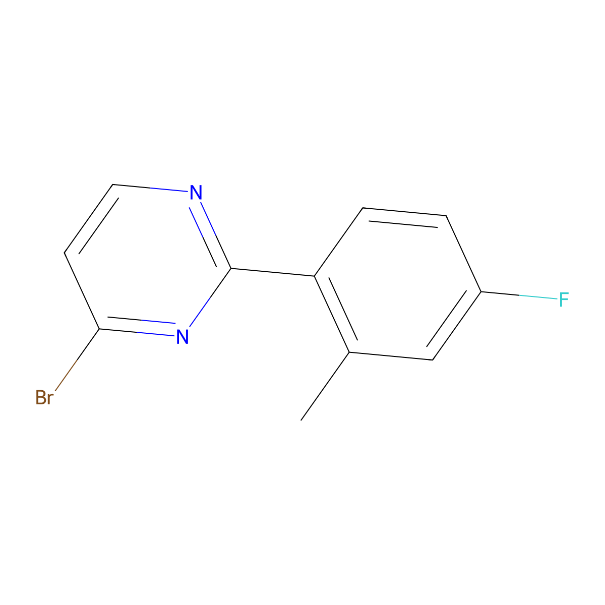 4-Bromo-2-(2-methyl-4-fluorophenyl)pyrimidine molecular structure, CAS 1215073-46-3
