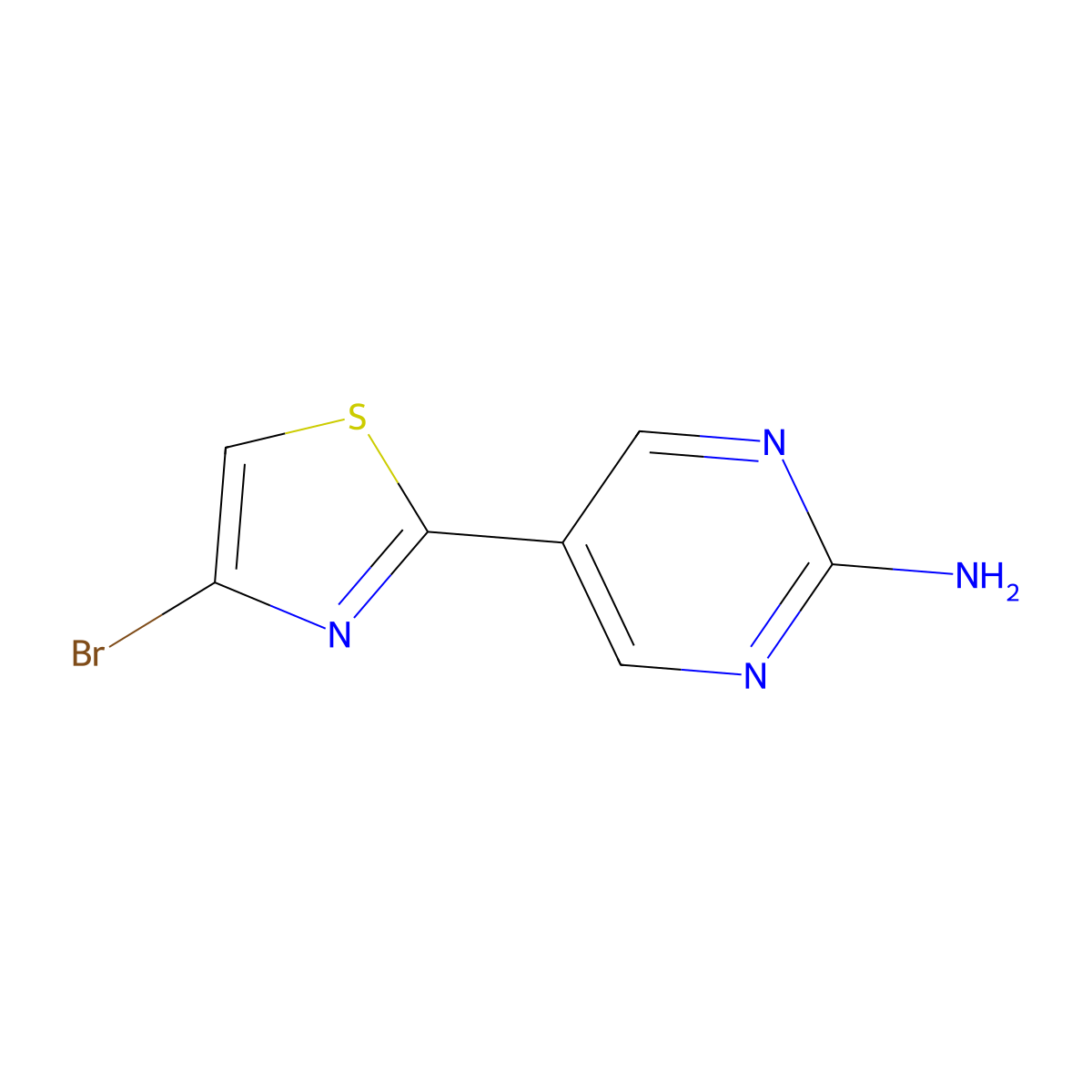 4-Bromo-2-(2-aminopyrimidyl-5-yl)thiazole molecular structure, CAS 1215073-49-6