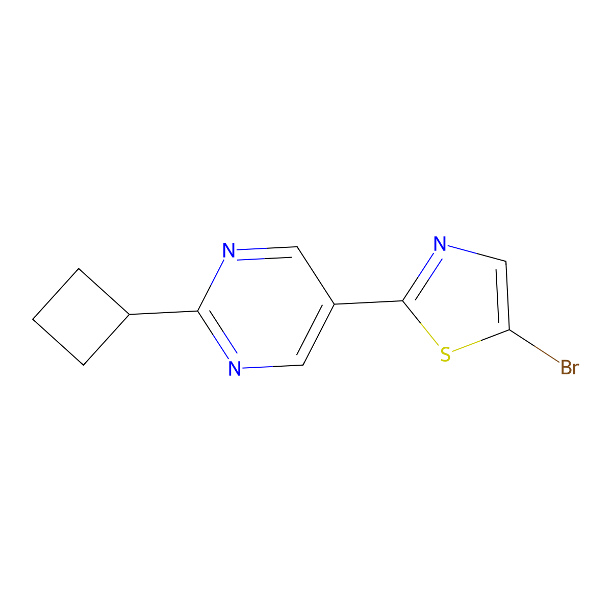 5-Bromo-2-(2-cyclobutylpyrimidyl-5-yl)thiazole molecular structure, CAS 1215073-53-2