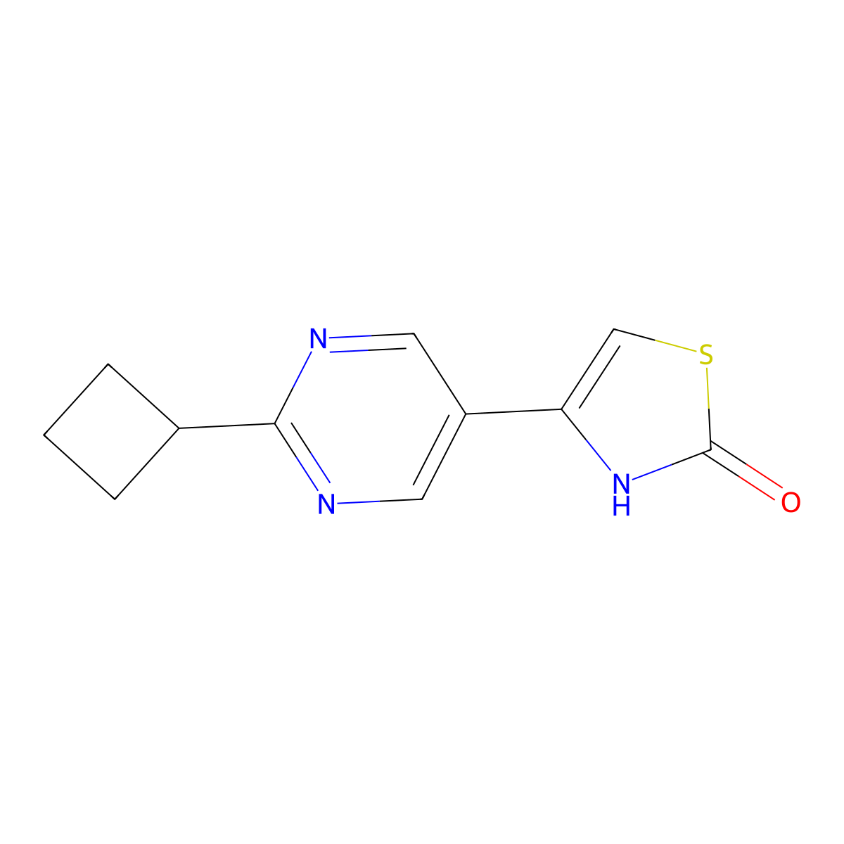 2-Hydroxy-4-(2-cyclobutylpyrimidyl-5-yl)thiazole molecular structure, CAS 1215073-54-3