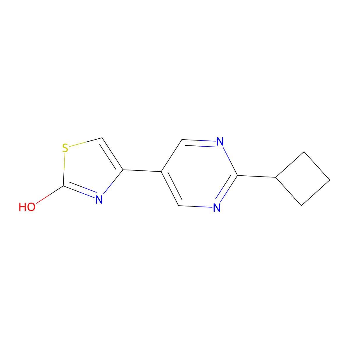 2-Hydroxy-4-(2-cyclobutylpyrimidyl-5-yl)thiazole molecular structure, CAS 1215073-54-3