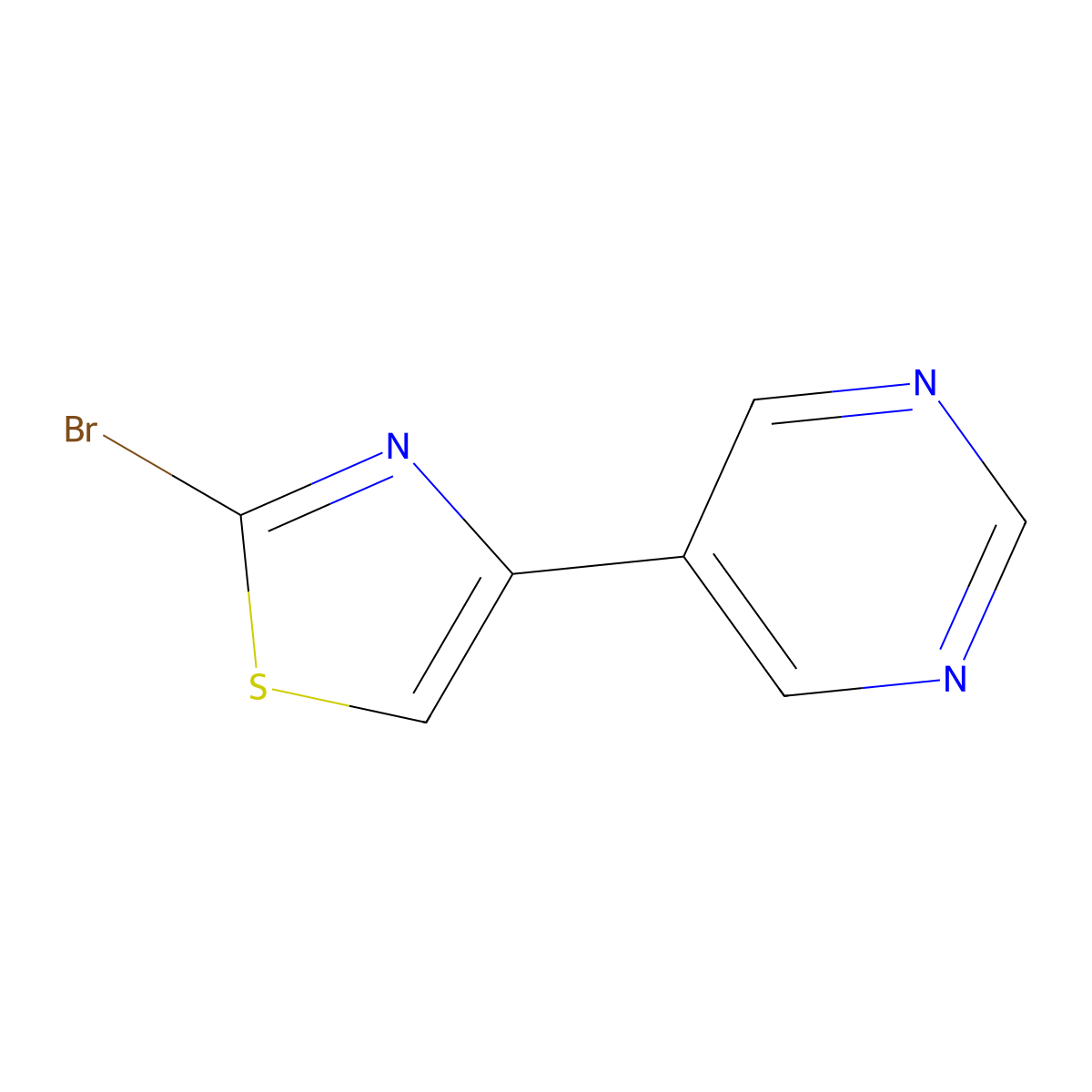 2-Bromo-4-(5-pyrimidyl)thiazole molecular structure, CAS 1215073-66-7