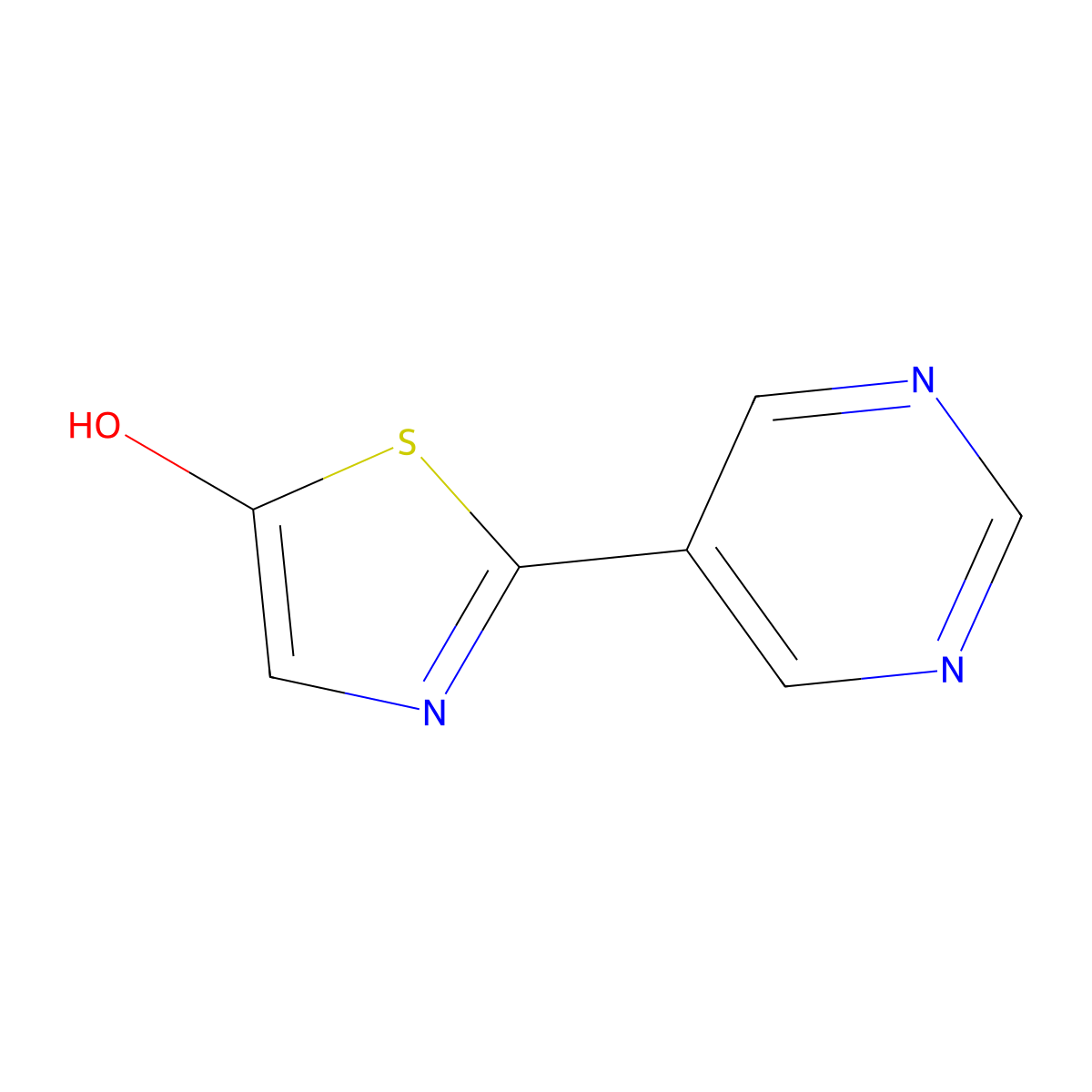 5-Hydroxy-2-(5-pyrimidyl)thiazole molecular structure, CAS 1215073-68-9