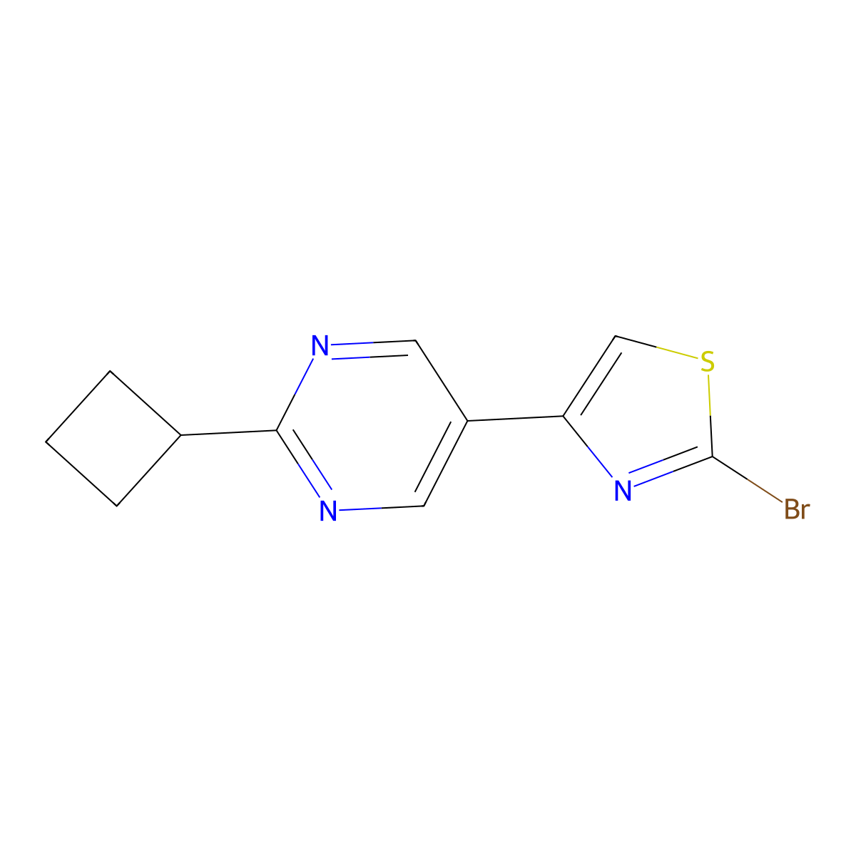 2-Bromo-4-(2-cyclobutylpyrimidyl-5-yl)thiazole molecular structure, CAS 1215073-77-0