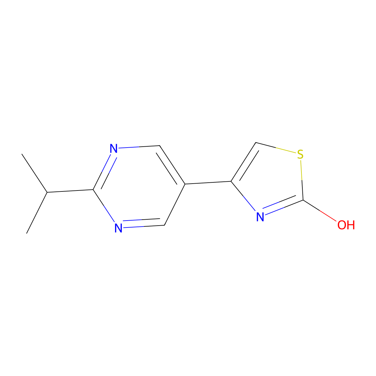 2-Hydroxy-4-(2-iso-propylpyrimidyl-5-yl)thiazole molecular structure, CAS 1215073-85-0