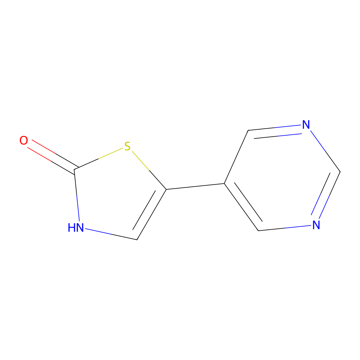 2-Hydroxy-5-(pyrimidyl-5-yl)thiazole molecular structure, CAS 1215073-87-2