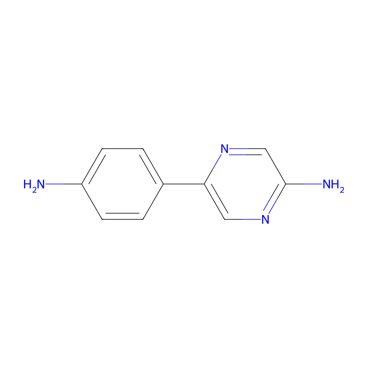 2-Amino-5-(4-aminophenyl)pyrazine molecular structure, CAS 1215073-88-3