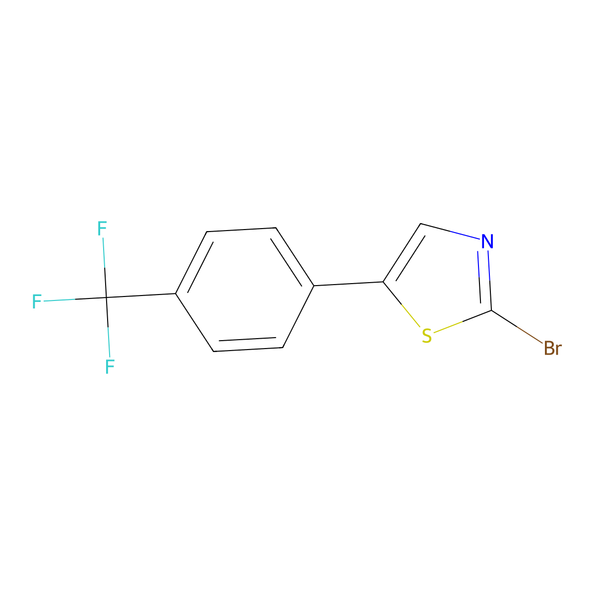 2-Bromo-5-(4-trifluoromethylphenyl)thiazole molecular structure, CAS 1215073-90-7