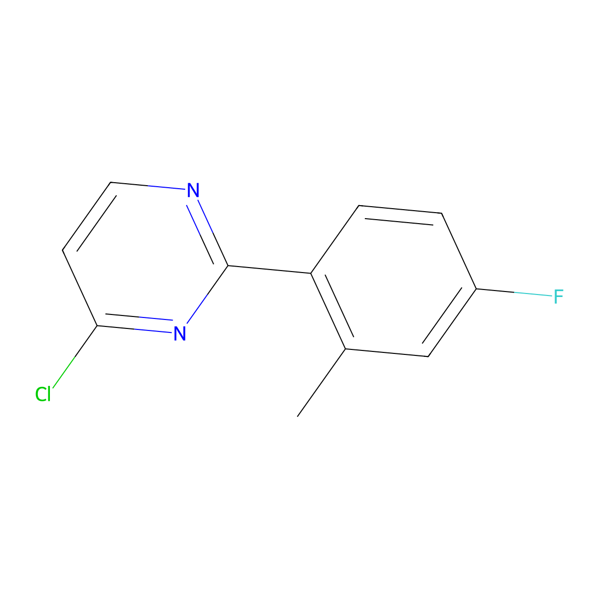4-Chloro-2-(2-methyl-4-fluorophenyl)pyrimidine molecular structure, CAS 1215073-93-0