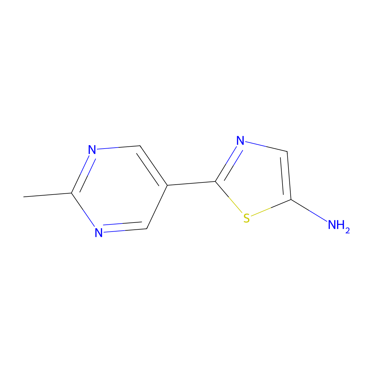 5-Amino-2-(2-methylpyrimidyl-5-yl)thiazole molecular structure, CAS 1215073-96-3