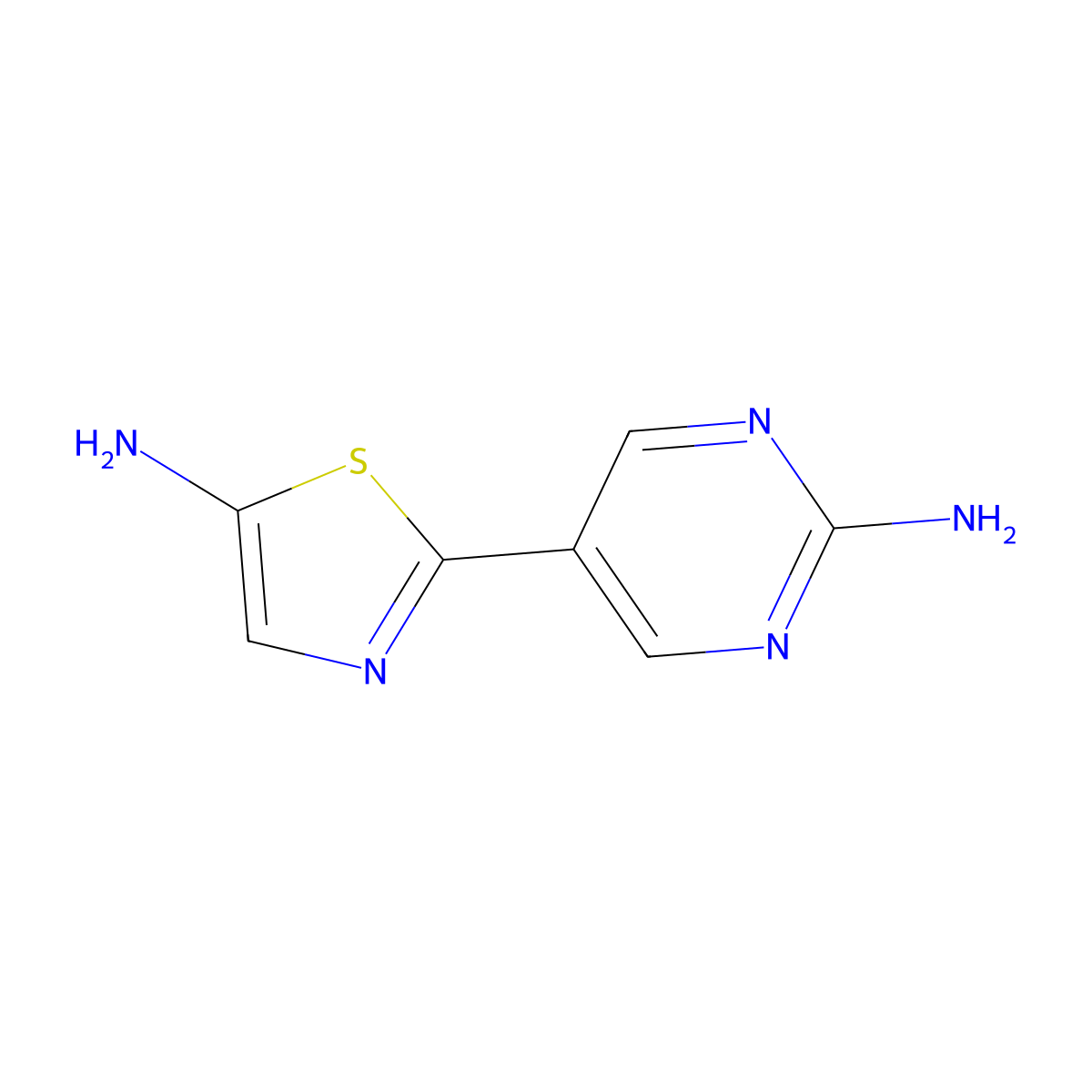 5-Amino-2-(2-aminopyrimidyl-5-yl)thiazole molecular structure, CAS 1215074-00-2