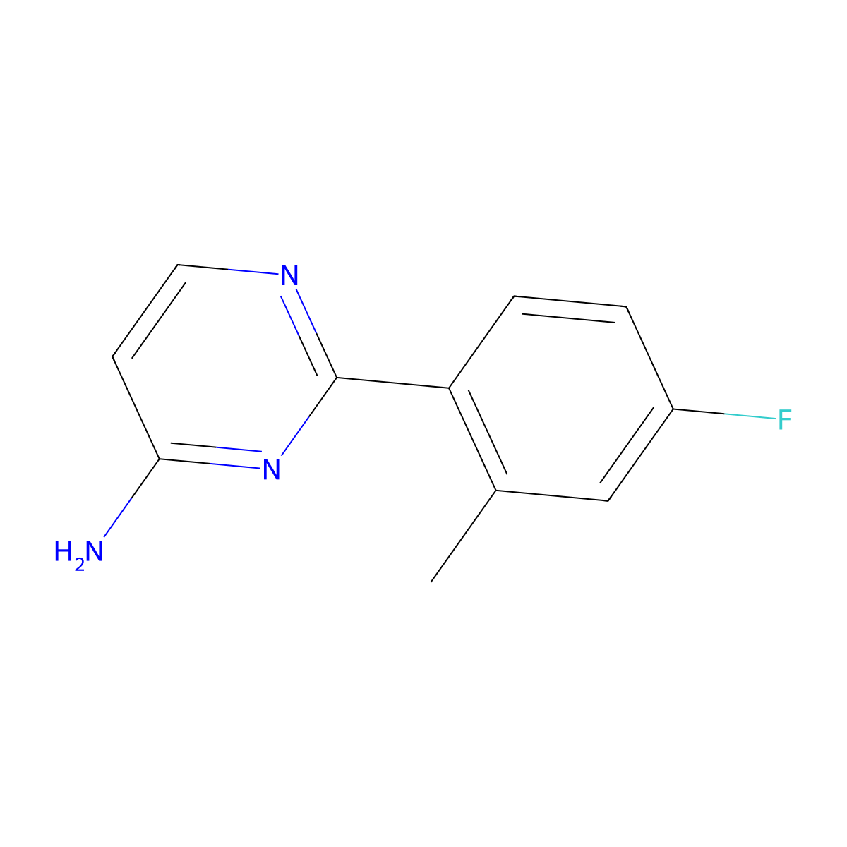 4-Amino-2-(2-methyl-4-fluorophenyl)pyrimidine molecular structure, CAS 1215074-02-4