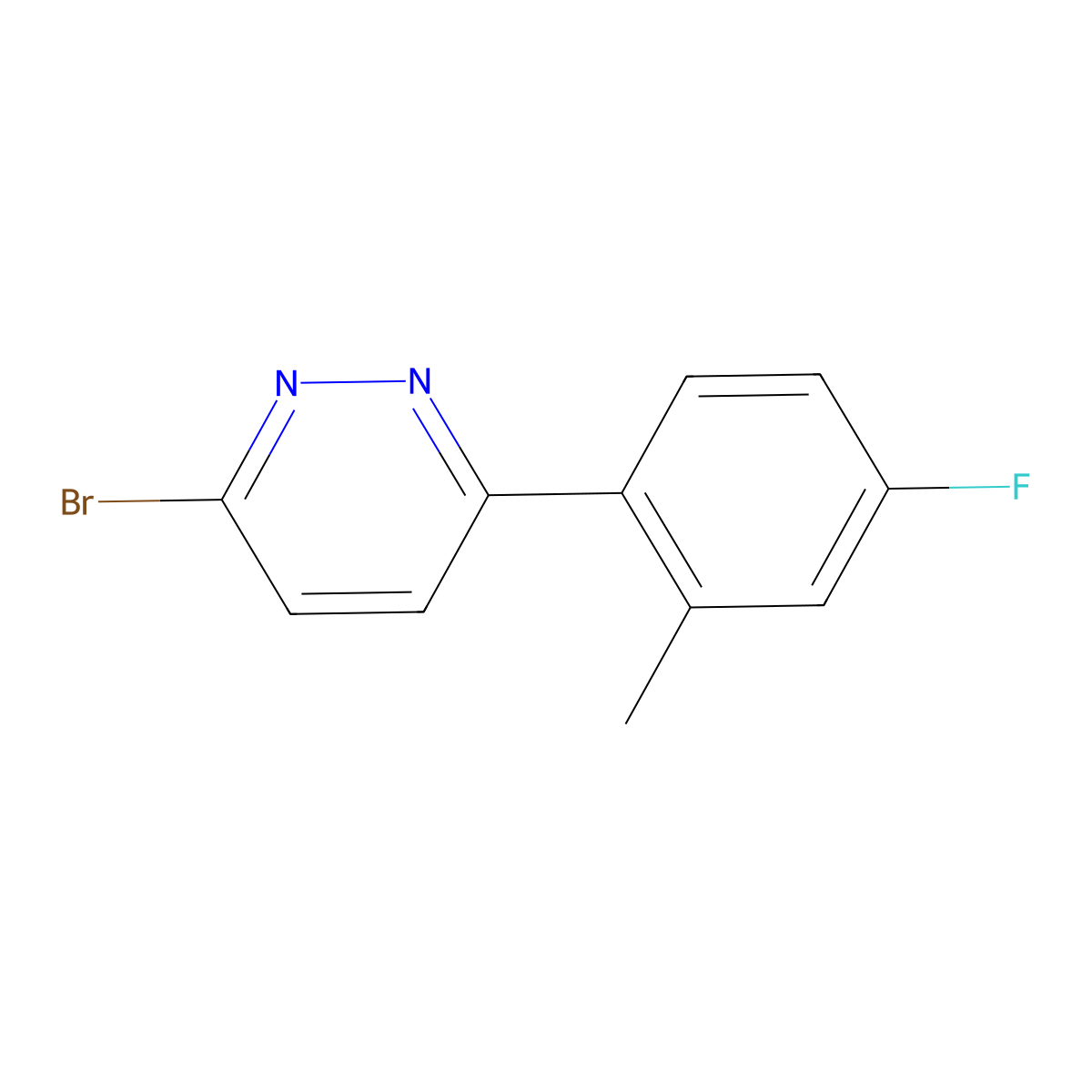 3-Bromo-6-(2-methyl-4-fluorophenyl)pyridazine molecular structure, CAS 1215074-06-8