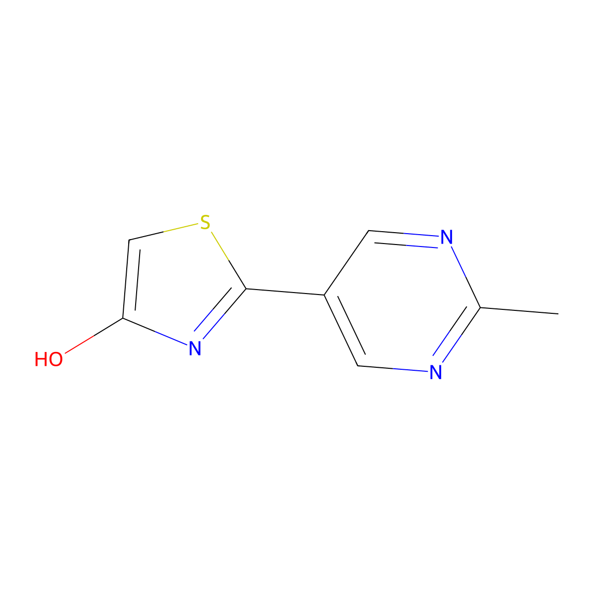 4-Hydroxy-2-(2-methylpyrimidyl-5-yl)thiazole molecular structure, CAS 1215074-17-1