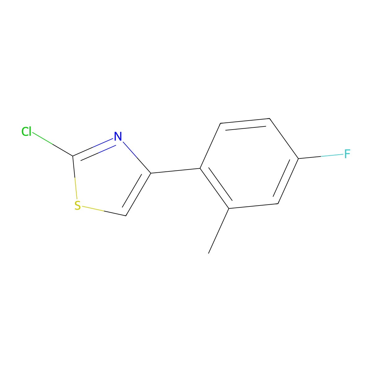 2-Chloro-4-(4-fluoro-2-methylphenyl)thiazole molecular structure, CAS 1215074-21-7