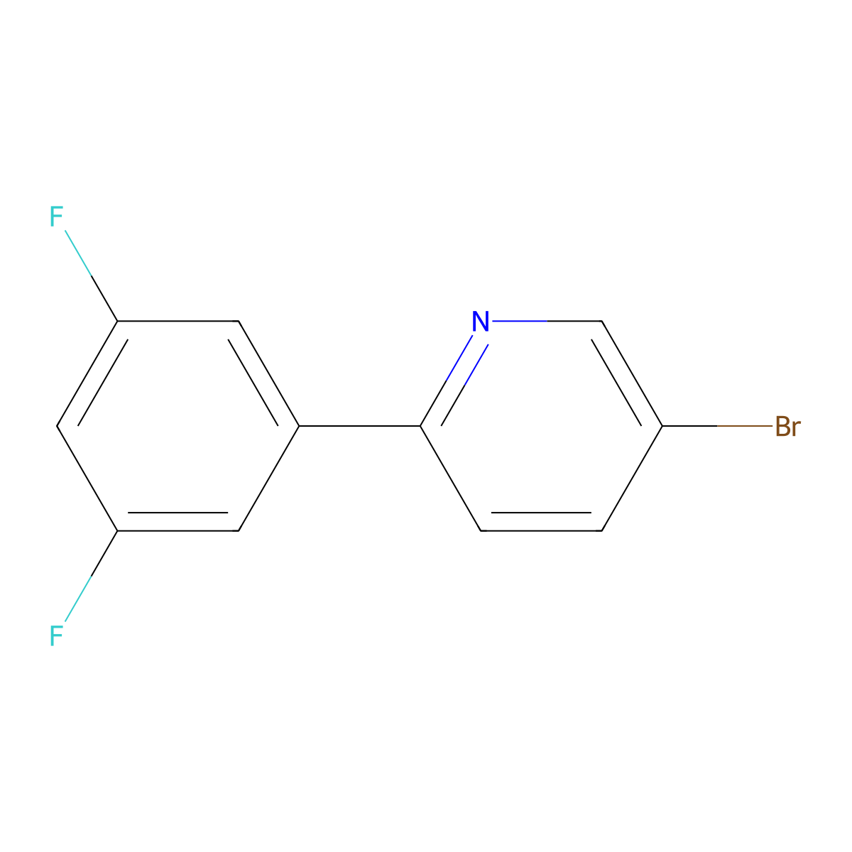 3-Bromo-6-(3,5-difluorophenyl)pyridine molecular structure, CAS 1215074-25-1