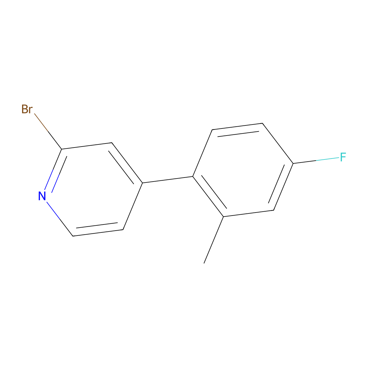 2-Bromo-4-(2-methyl-4-fluorophenyl)pyridine molecular structure, CAS 1215074-28-4