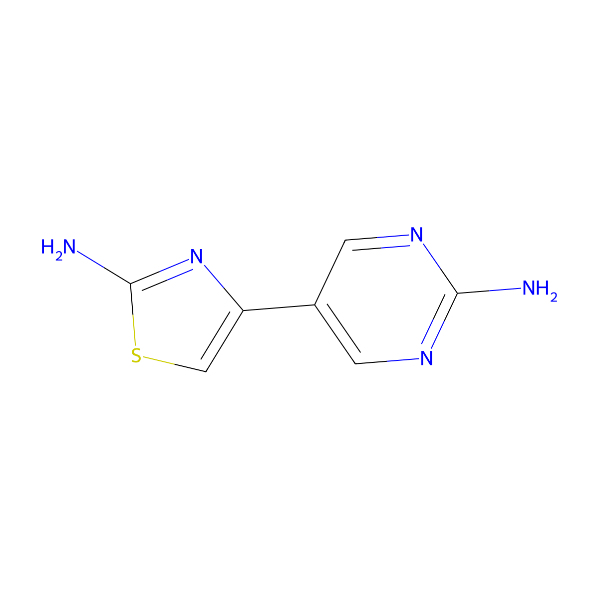 2-Amino-4-(2-amino-5-pyrimidyl)thiazole molecular structure, CAS 1215074-34-2