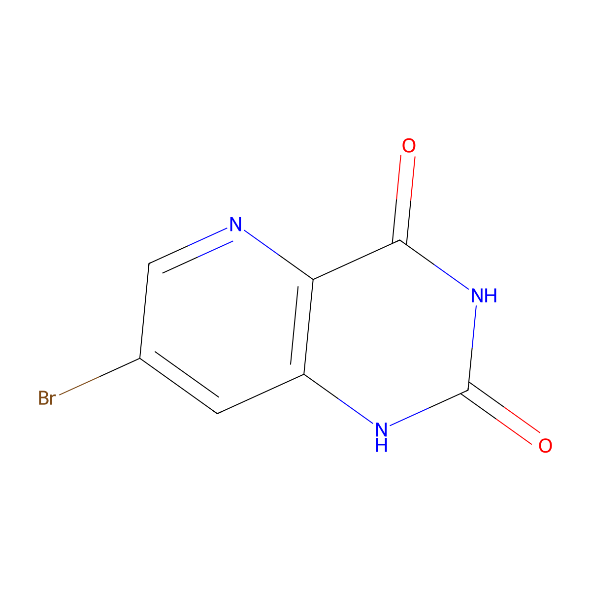 7-Bromopyrido[3,2-d]pyrimidine-2,4-diol molecular structure, CAS 1215074-37-5