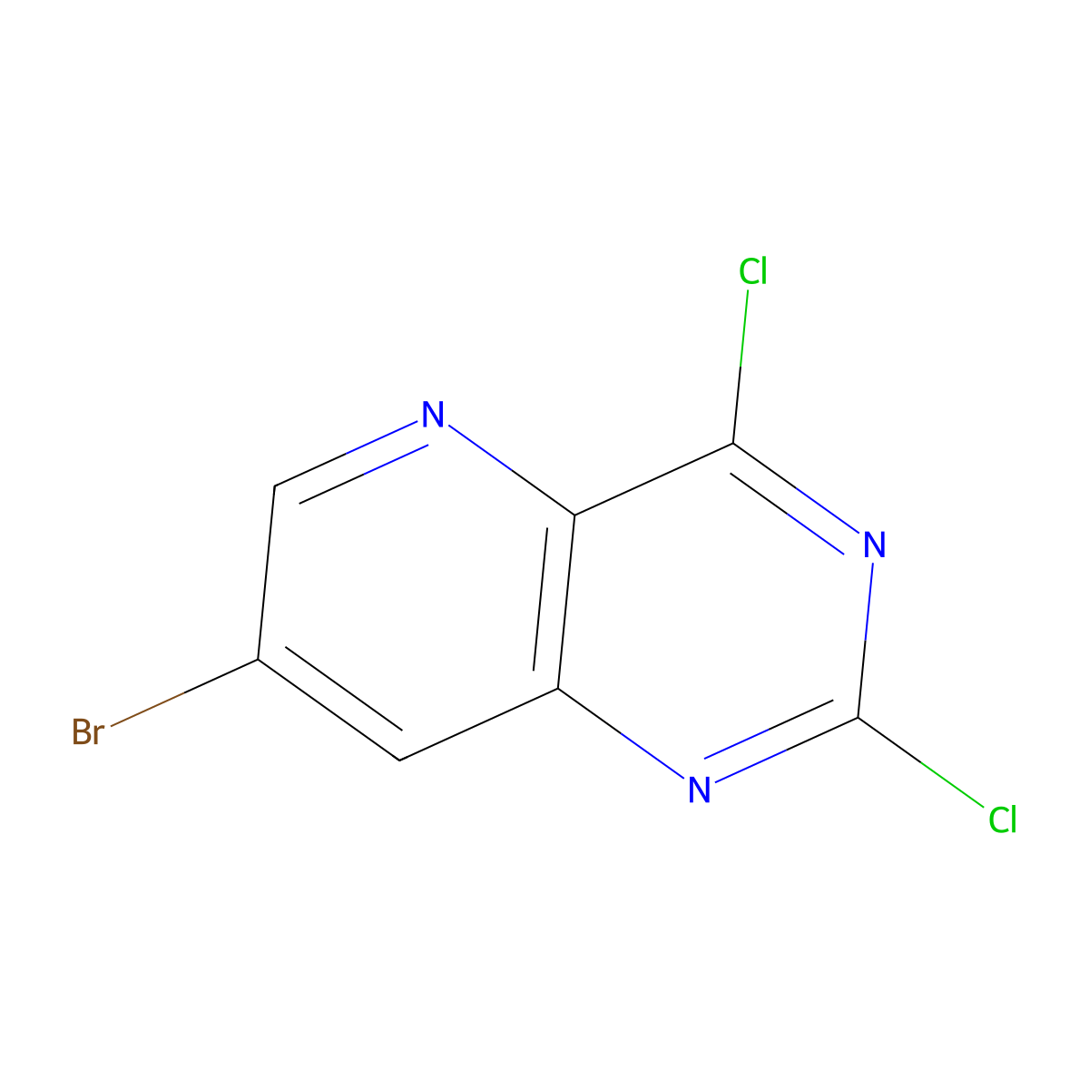 7-Bromo-2,4-dichloropyrido[3,2-D]pyrimidine molecular structure, CAS 1215074-41-1