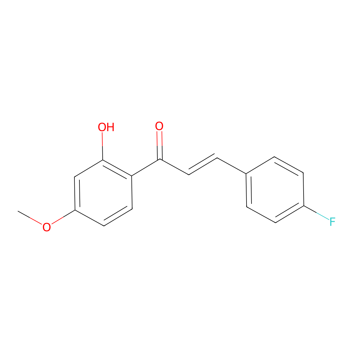(2E)-3-(4-fluorophenyl)-1-(2-hydroxy-4-methoxyphenyl)prop-2-en-1-one molecular structure, CAS 1215089-93-2