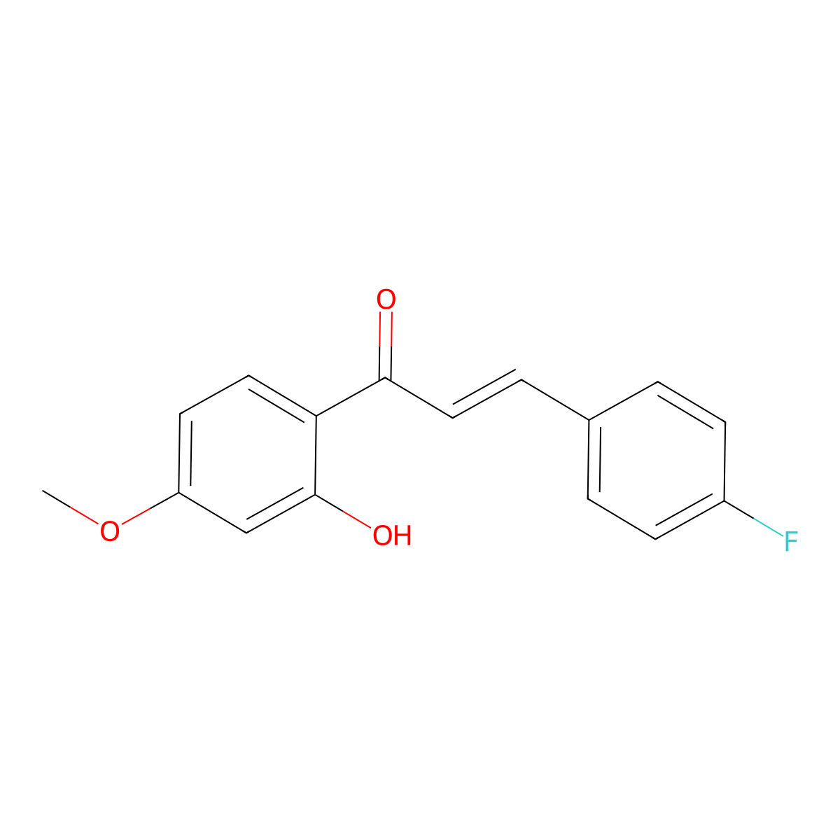 (2E)-3-(4-fluorophenyl)-1-(2-hydroxy-4-methoxyphenyl)prop-2-en-1-one molecular structure, CAS 1215089-93-2