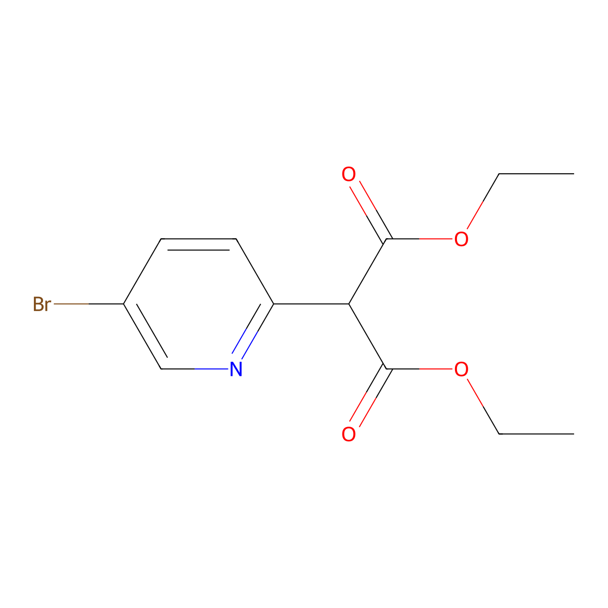 Diethyl 2-(5-bromopyridin-2-yl)malonate molecular structure, CAS 1215098-80-8