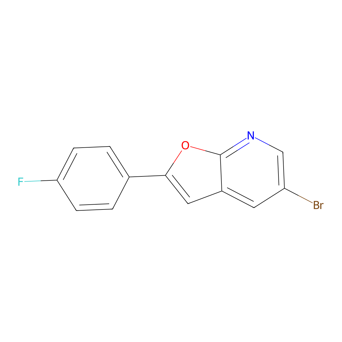 5-Bromo-2-(4-fluorophenyl)furo[2,3-b]pyridine molecular structure, CAS 1215106-68-5