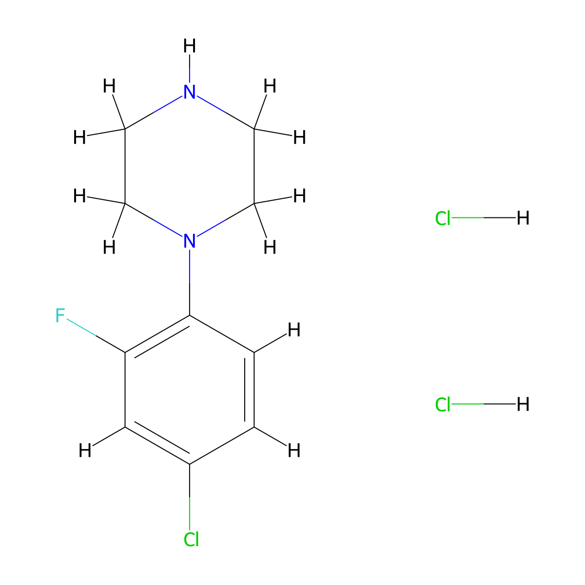 1-(4-Chloro-2-fluorophenyl)piperazine dihydrochloride molecular structure, CAS 1215108-68-1
