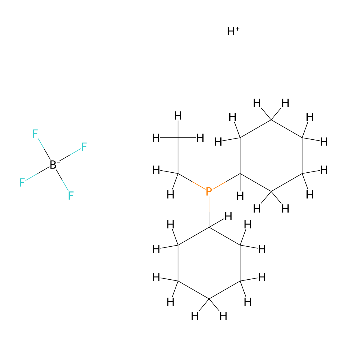 Dicyclohexylethylphosphine tetrafluoroborate molecular structure, CAS 1215113-73-7