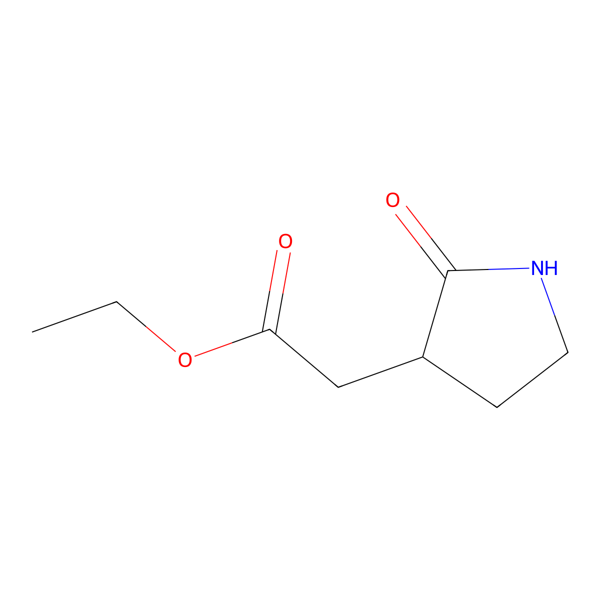 Ethyl 2-(2-oxopyrrolidin-3-yl)acetate molecular structure, CAS 1215118-71-0