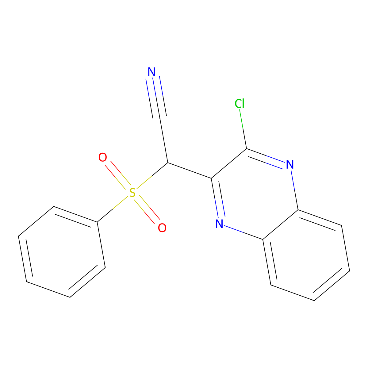 (3-Chloroquinoxalin-2-yl)(phenylsulfonyl)acetonitrile molecular structure, CAS 121512-58-1