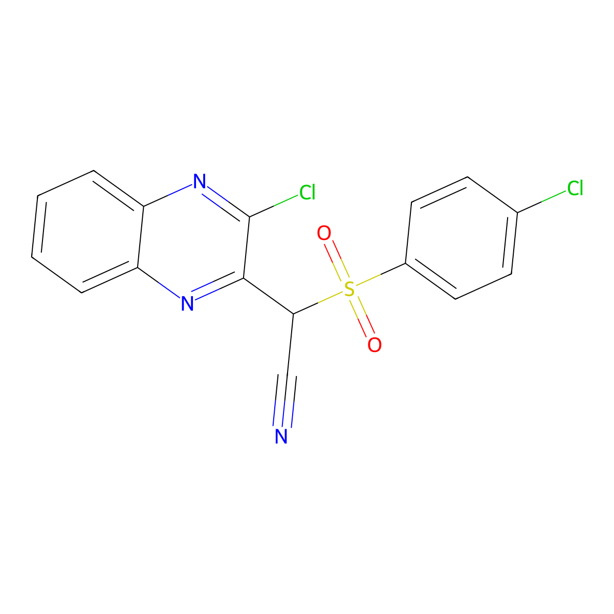 2-(4-Chlorobenzenesulfonyl)-2-(3-chloroquinoxalin-2-YL)acetonitrile molecular structure, CAS 121512-60-5