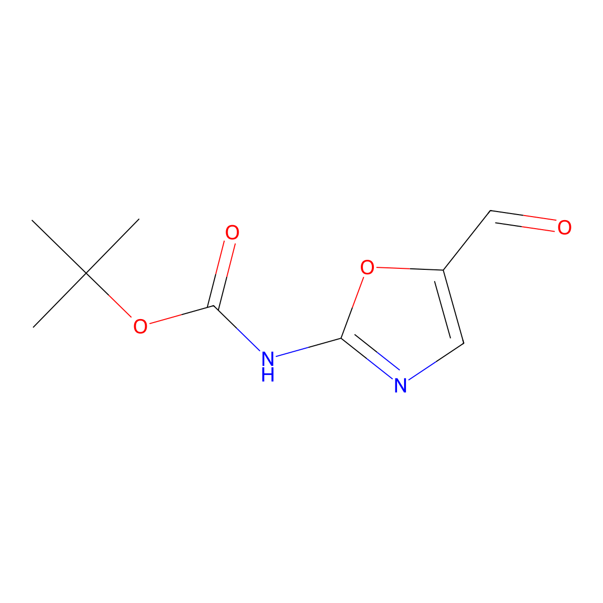tert-butyl N-(5-formyl-1,3-oxazol-2-yl)carbamate molecular structure, CAS 1215121-71-3