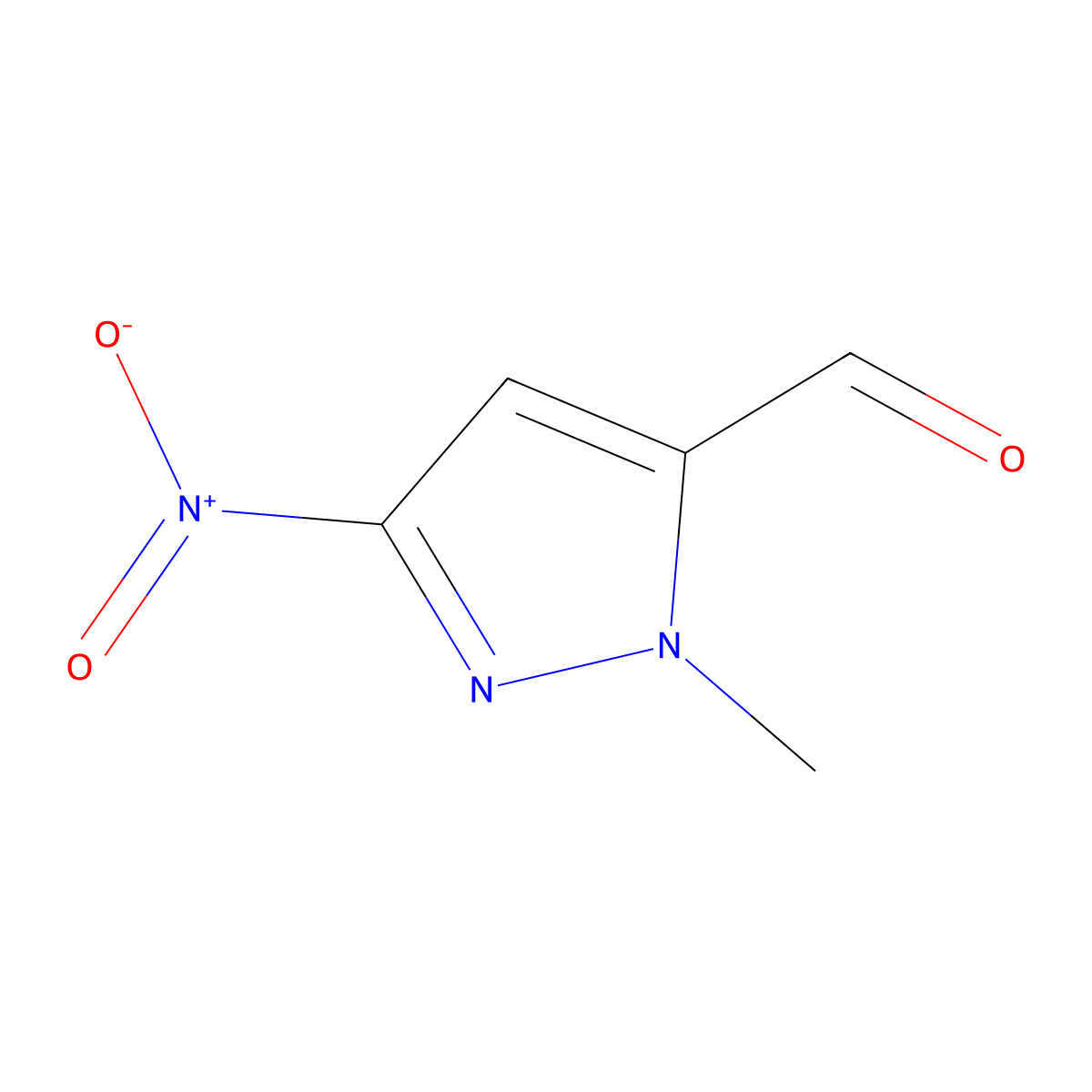 1-methyl-3-nitro-1H-pyrazole-5-carbaldehyde molecular structure, CAS 1215121-75-7