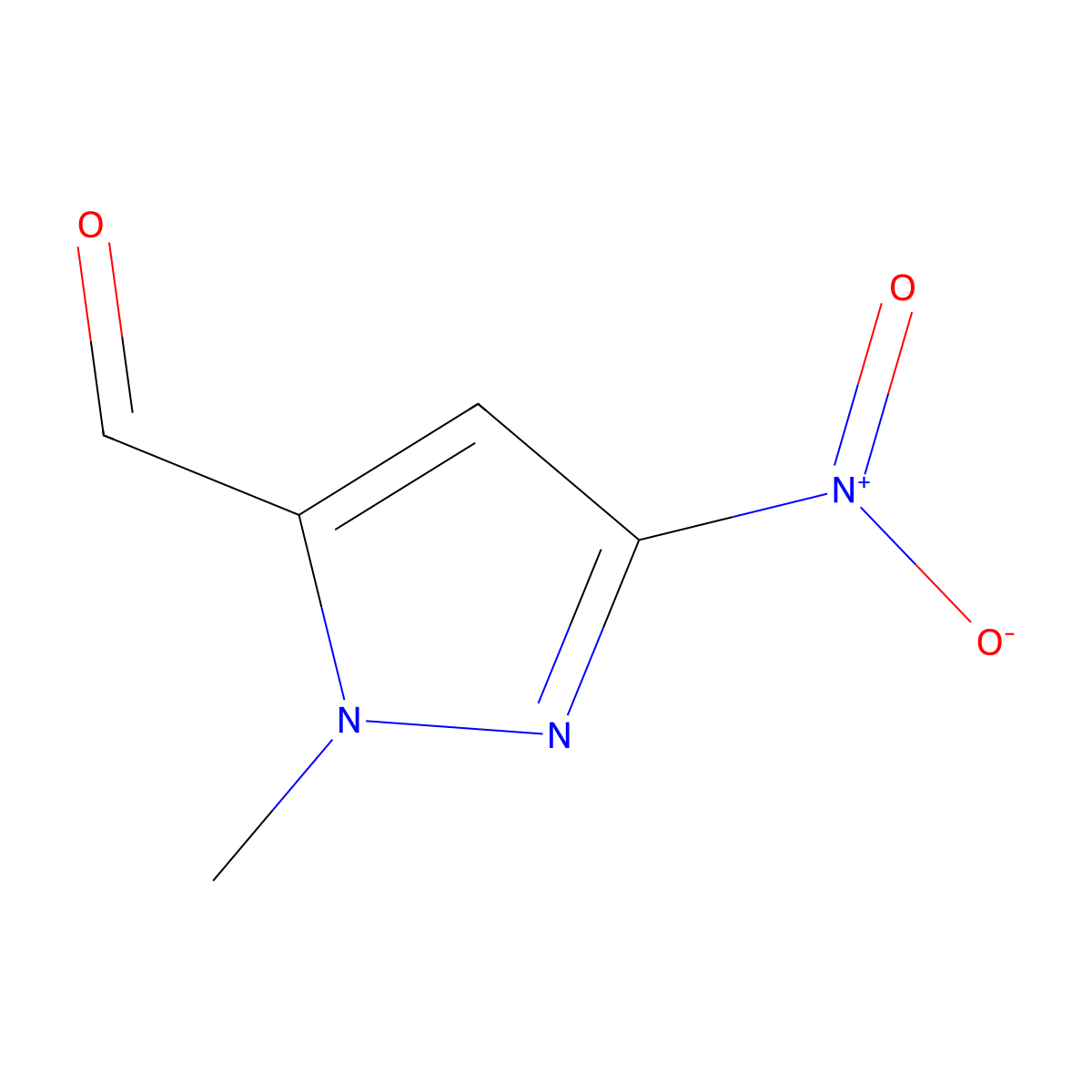 1-methyl-3-nitro-1H-pyrazole-5-carbaldehyde molecular structure, CAS 1215121-75-7