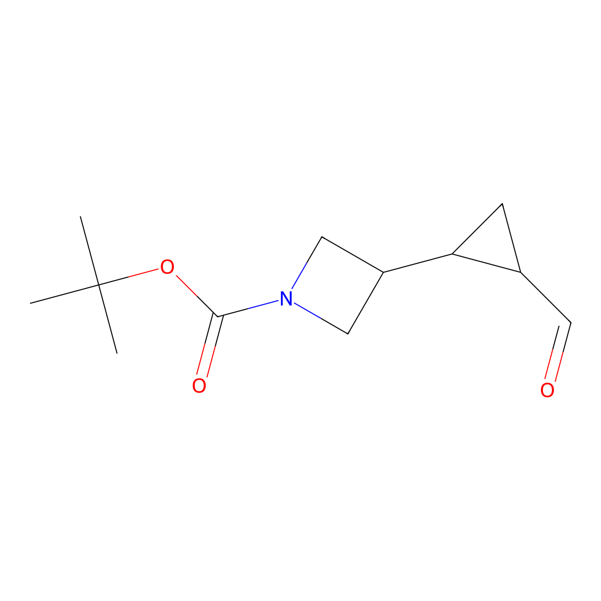 rac-tert-butyl 3-[(1R,2S)-2-formylcyclopropyl]azetidine-1-carboxylate molecular structure, CAS 1215121-80-4
