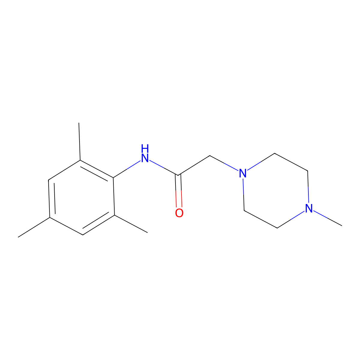 2-(4-methylpiperazin-1-yl)-N-(2,4,6-trimethylphenyl)acetamide molecular structure, CAS 121513-20-0