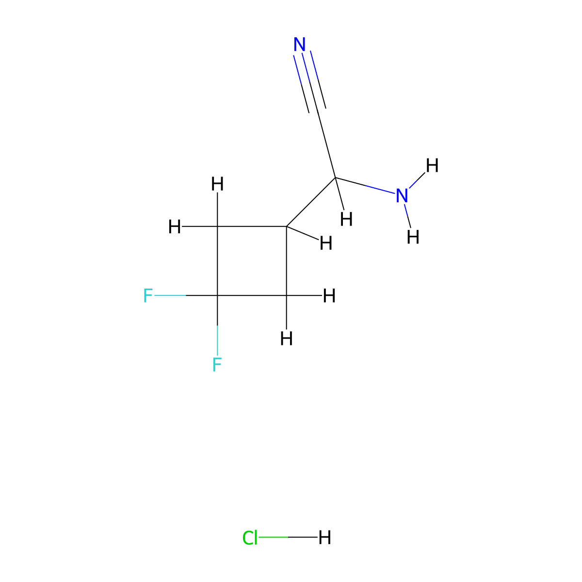 2-Amino-2-(3,3-difluorocyclobutyl)acetonitrile hydrochloride molecular structure, CAS 1215166-79-2