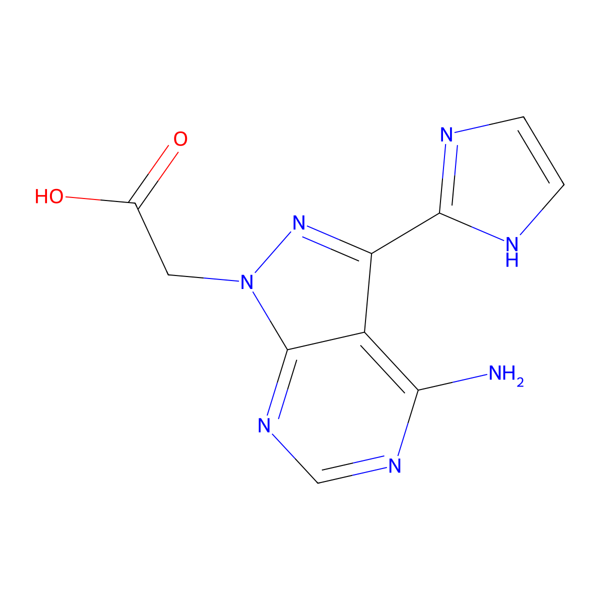 2-(4-amino-3-(1H-imidazol-2-yl)-1H-pyrazolo[3,4-d]pyrimidin-1-yl)acetic acid molecular structure, CAS 1215167-14-8