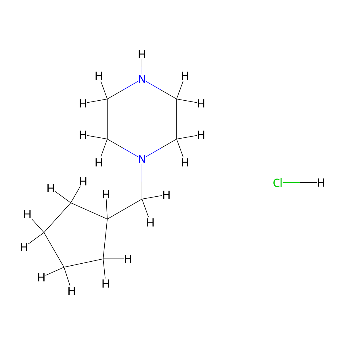 1-(Cyclopentylmethyl)piperazine hydrochloride molecular structure, CAS 1215167-72-8